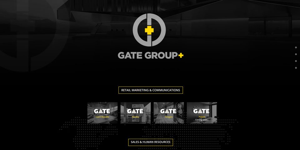 Úvodní obrazovka webu GATE GROUP+
